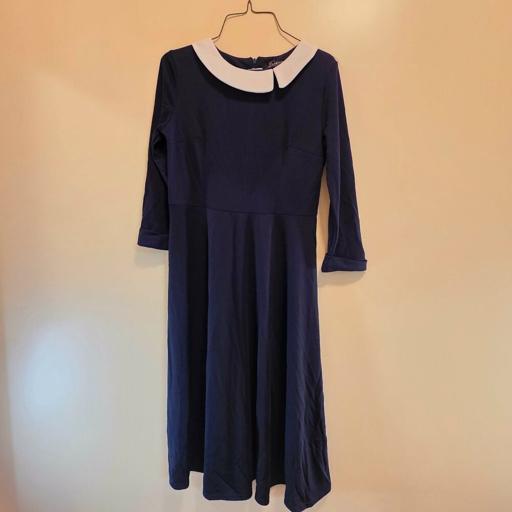 Fashion Classic Fashion Collection Navy with White Collar Dress XL